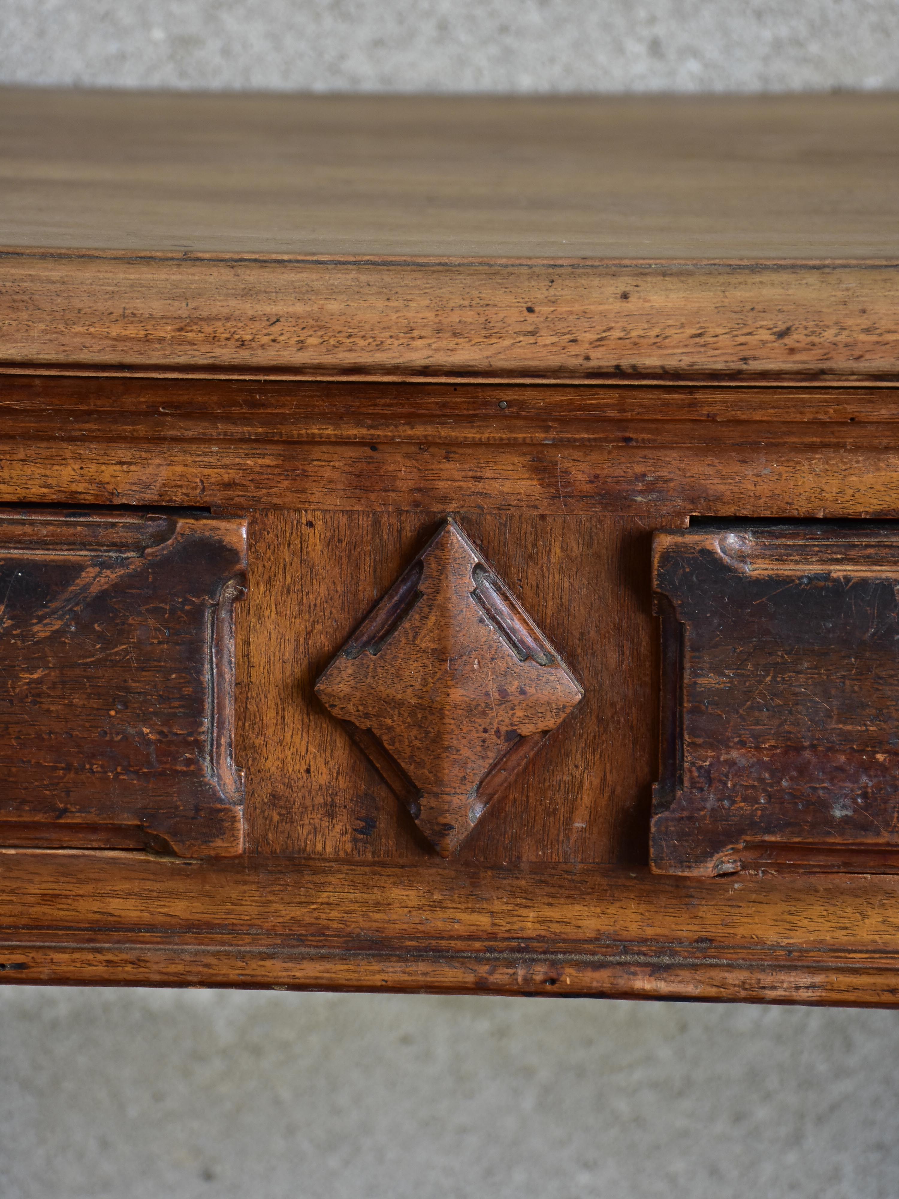 Antique French drapery table with beautiful carved details