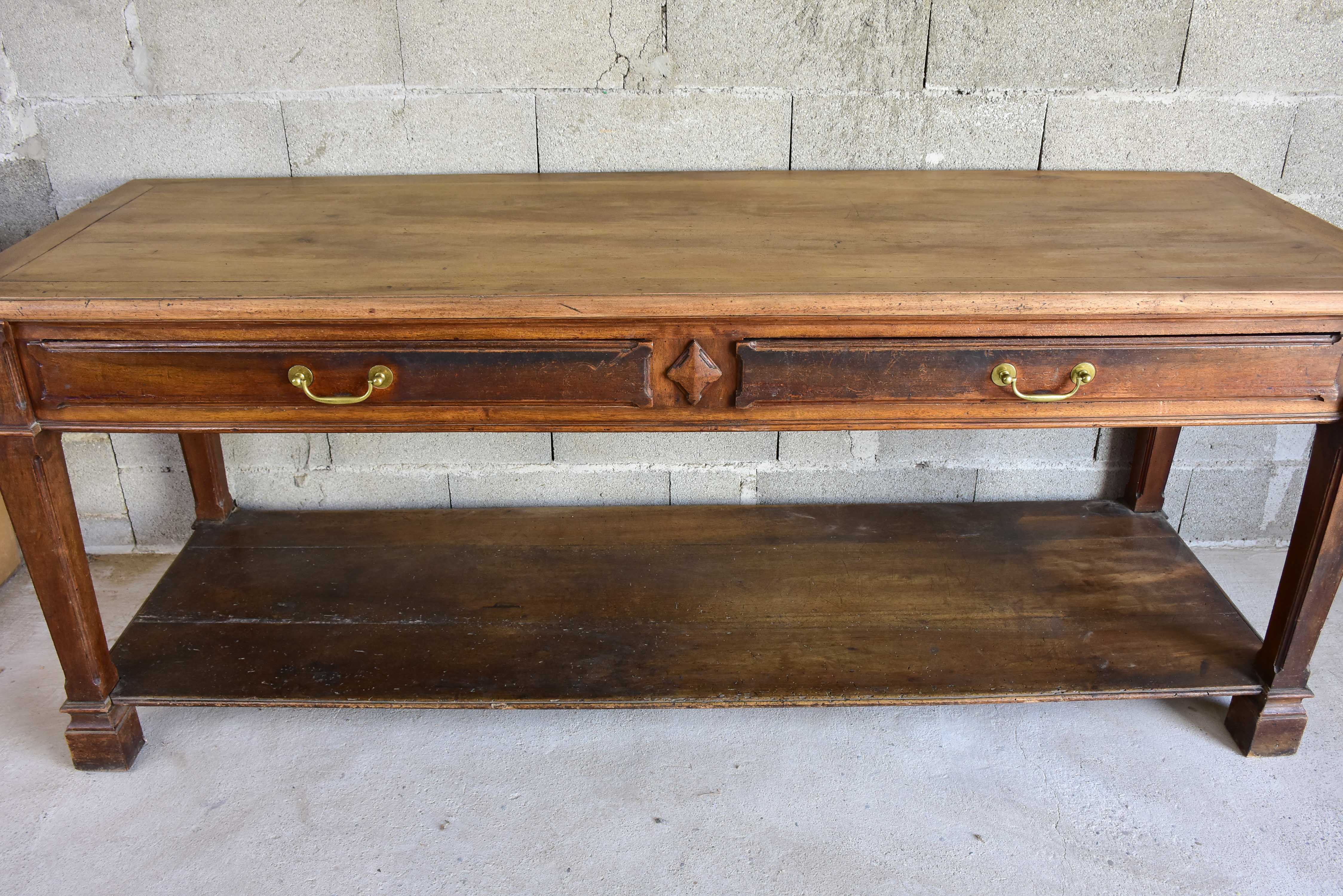 Antique French drapery table with beautiful carved details