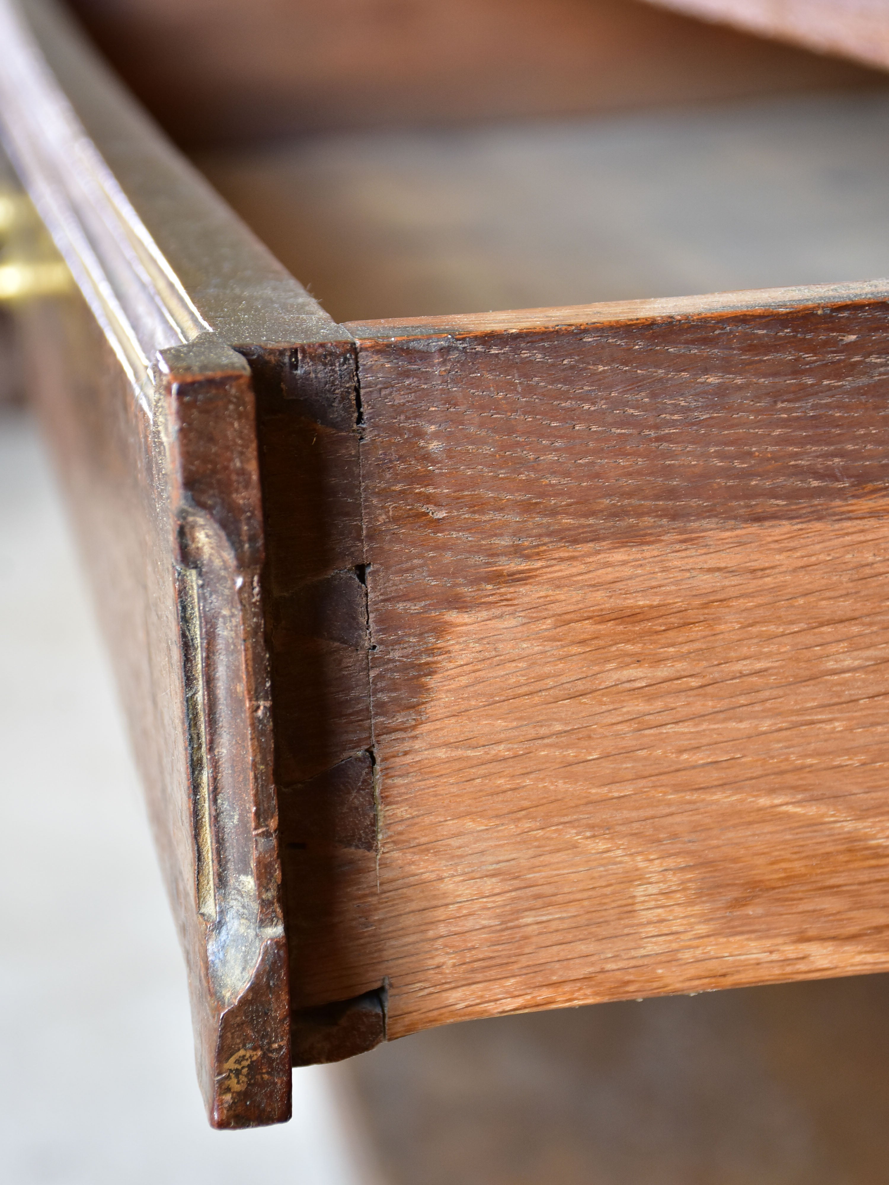 Antique French drapery table with beautiful carved details