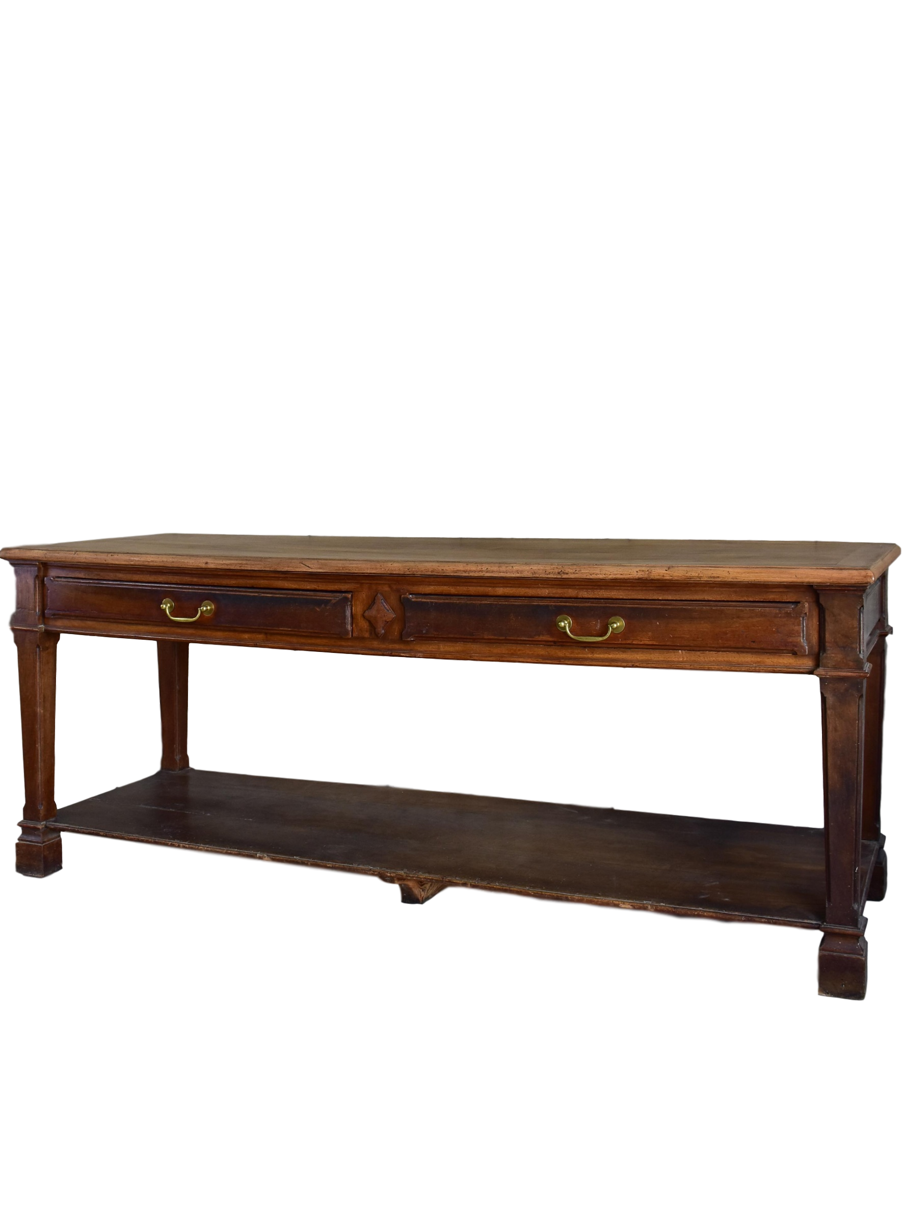 Antique French drapery table with beautiful carved details