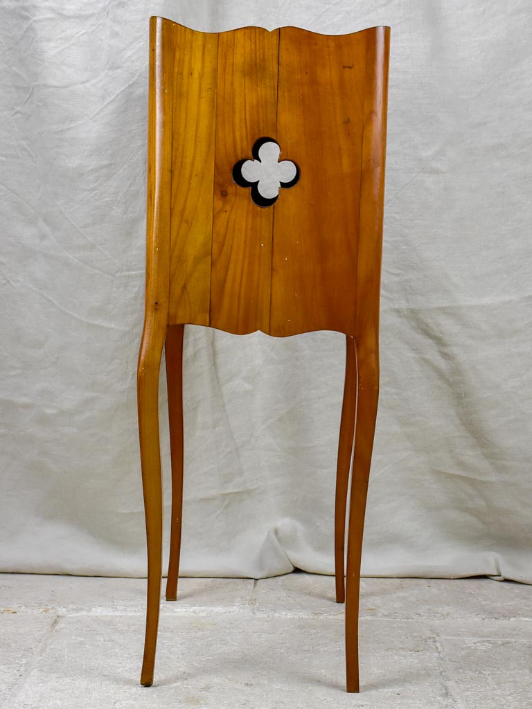 Mid century French nightstand in cherry wood with concertina door