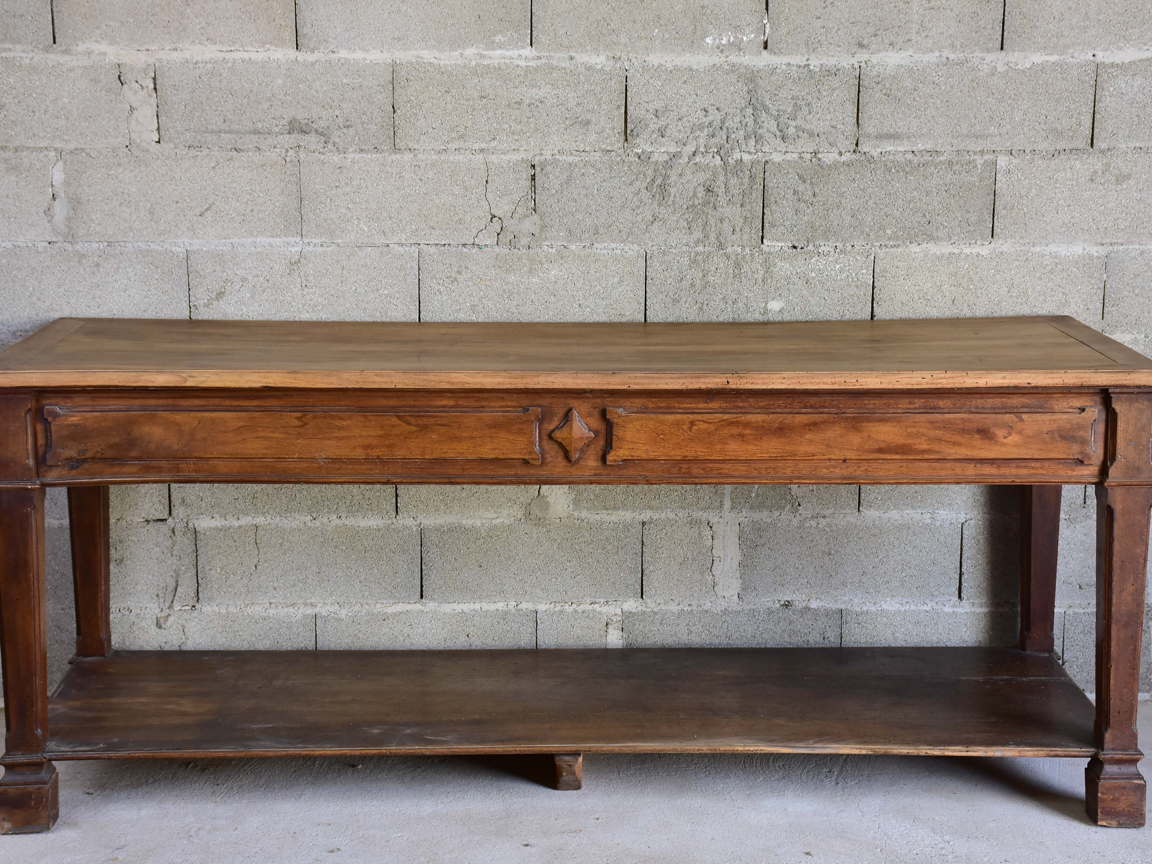 Antique French drapery table with beautiful carved details