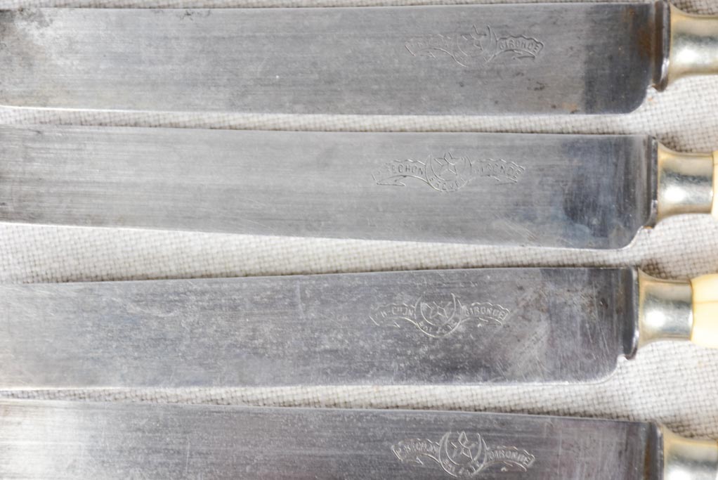 Collection of 17 antique French knives with bone handles