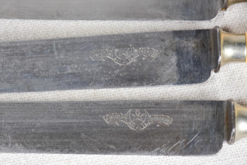 Collection of 17 antique French knives with bone handles