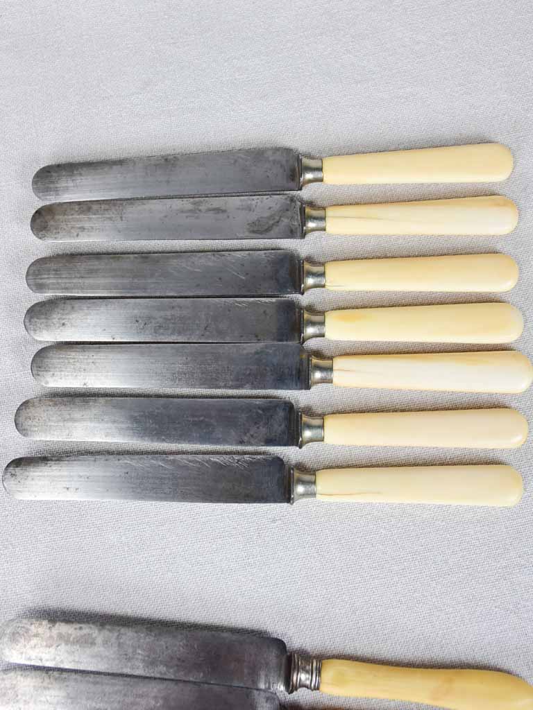 Collection of 17 antique French knives with bone handles