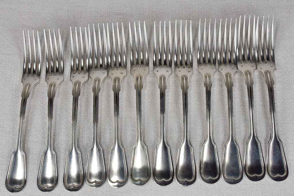 Set of 12 silver plate dessert spoons and dinner forks