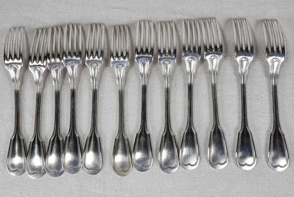 Set of 12 silver plate dessert spoons and dinner forks