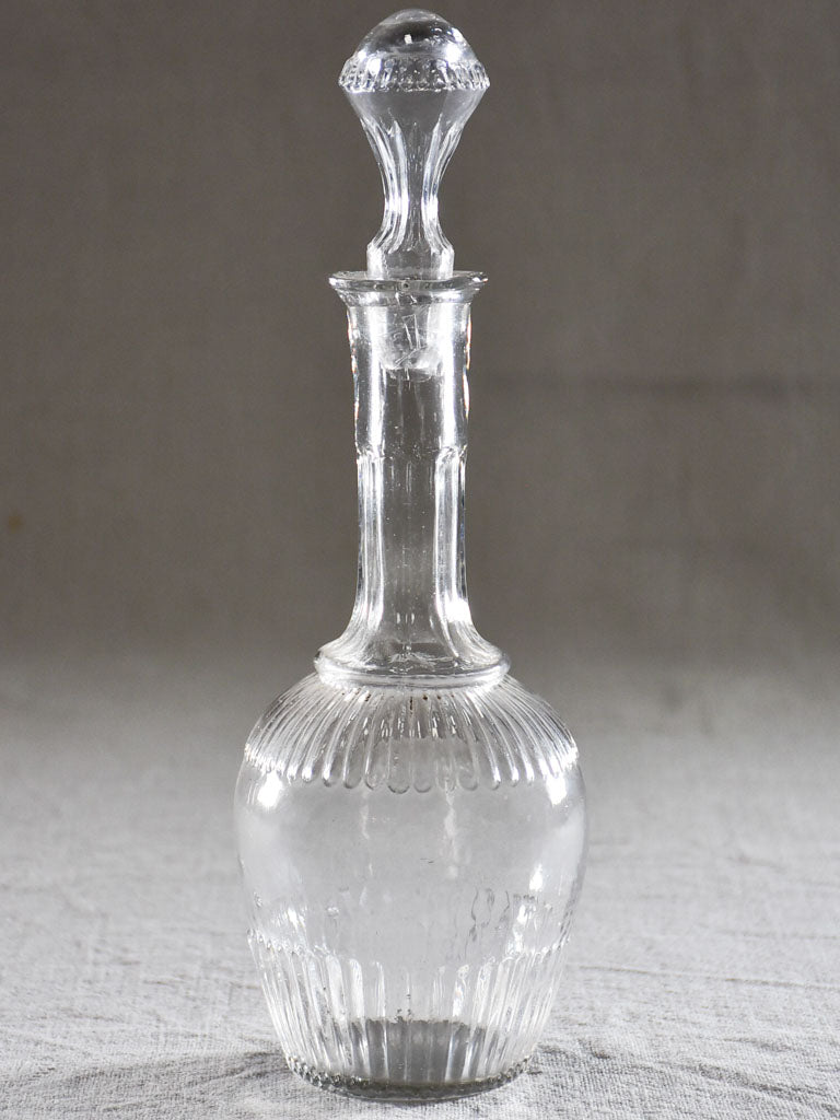 Small vintage French liqueur decanter with ribbed detail