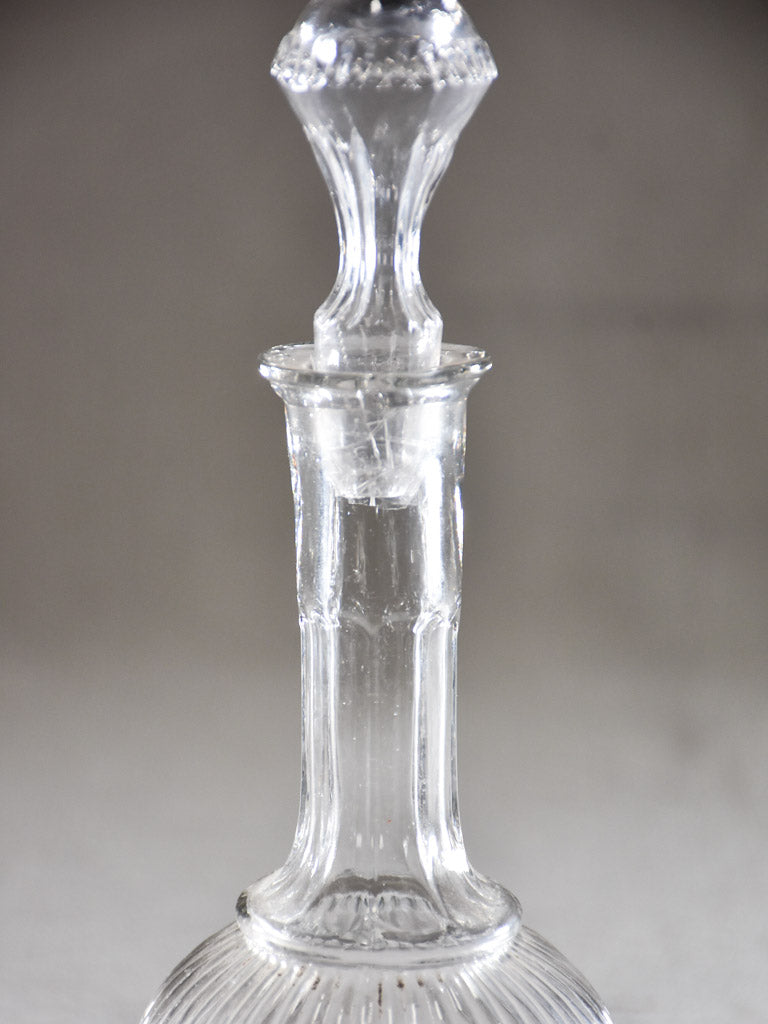 Small vintage French liqueur decanter with ribbed detail