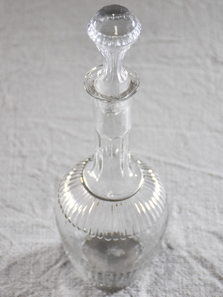 Small vintage French liqueur decanter with ribbed detail
