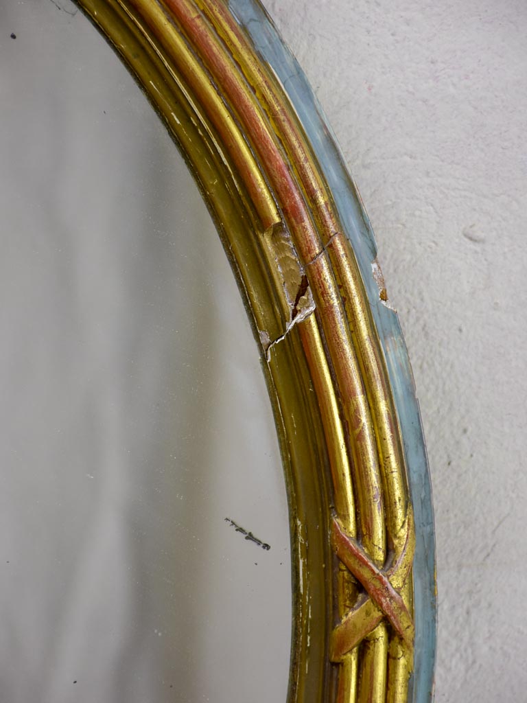Oval Louis XVI mirror with bow 23¾" x 30"