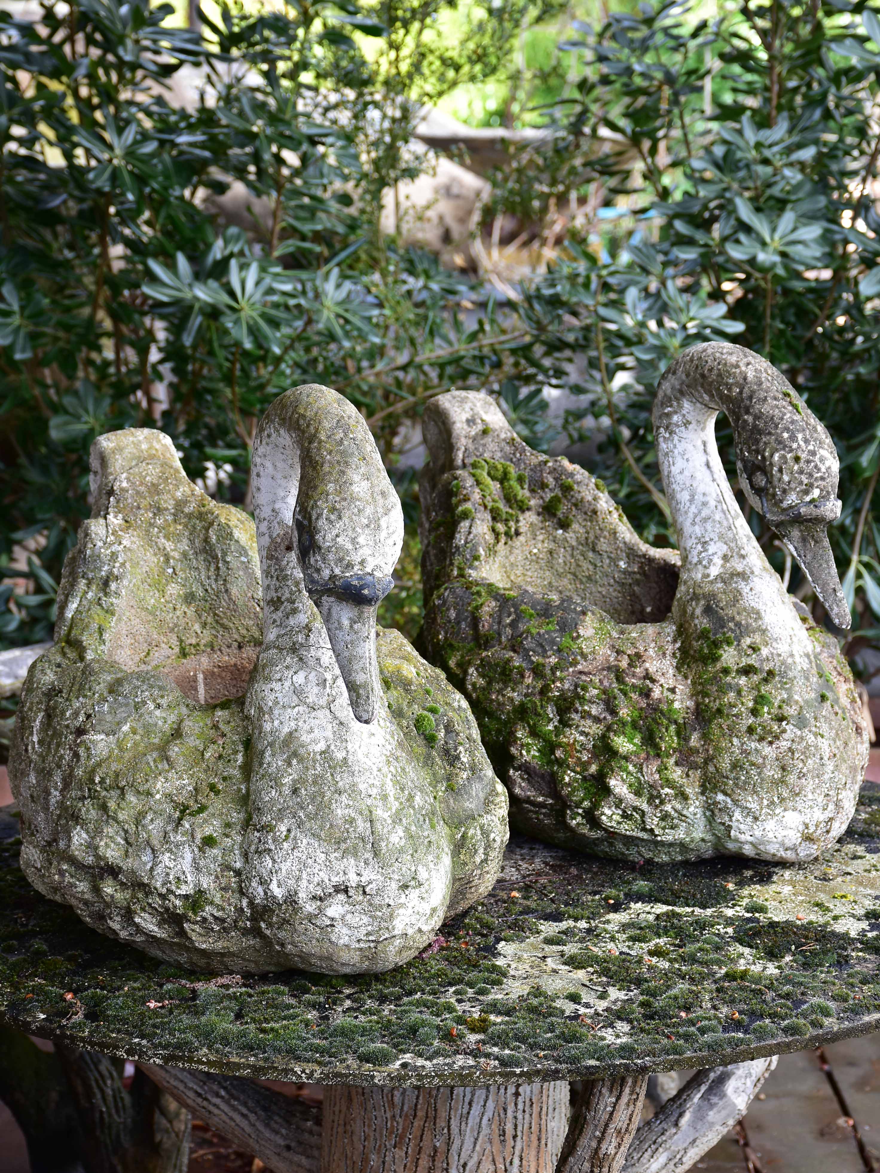 Pair of French garden planters in the shape of swans