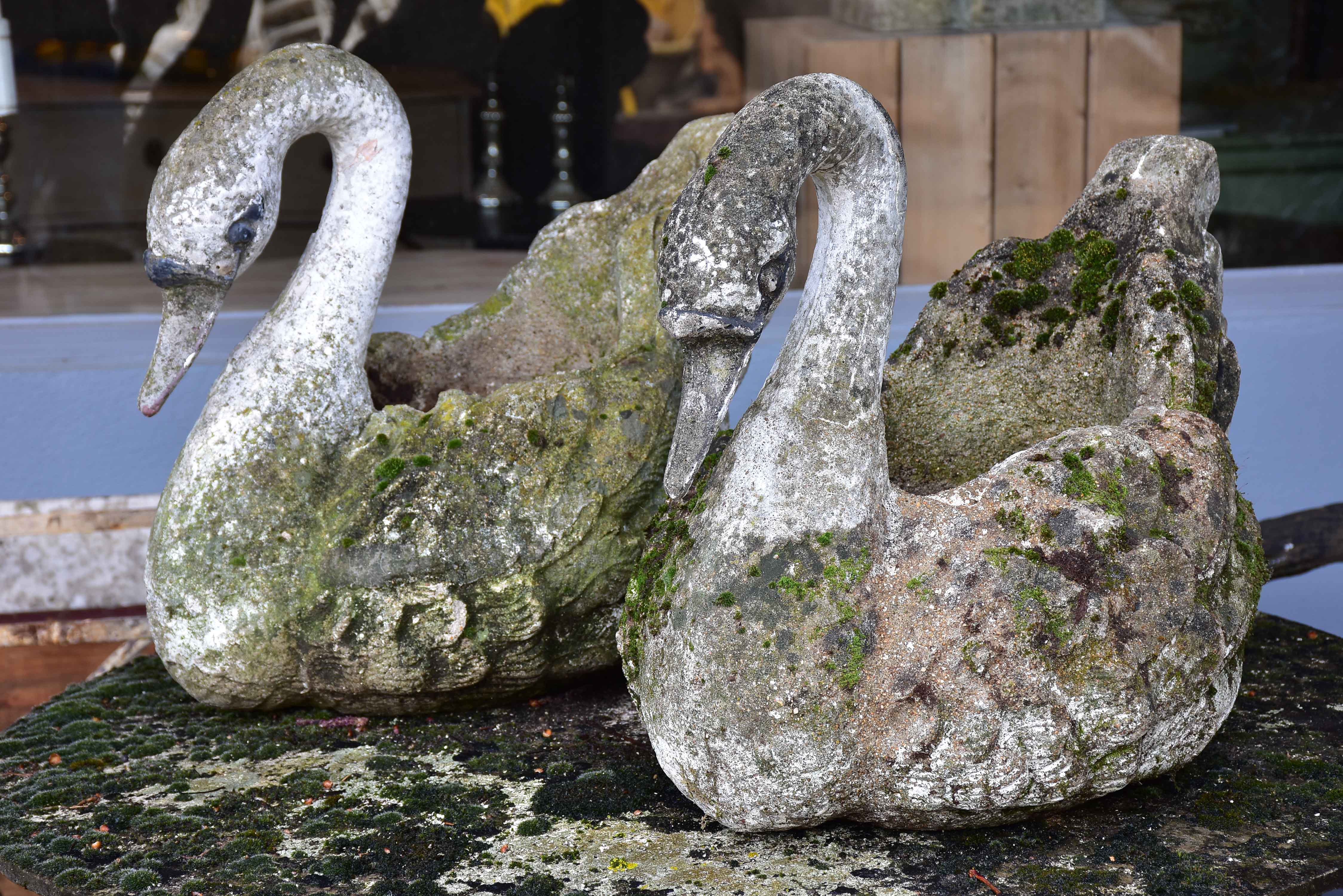 Pair of French garden planters in the shape of swans