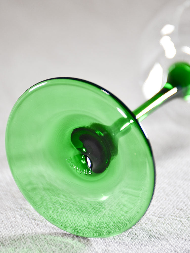 Set of 11 Alsace wine glasses with green stems