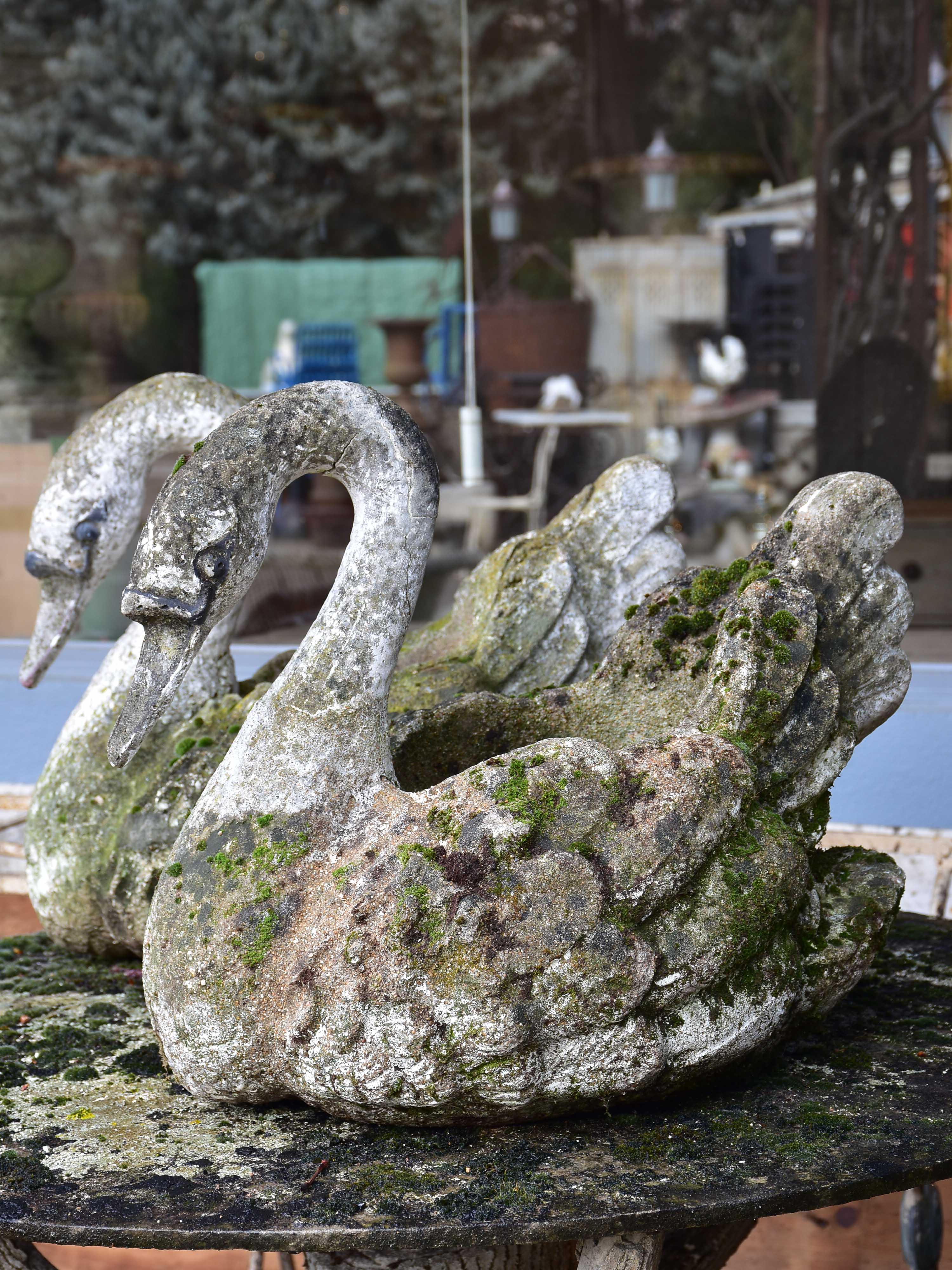 Pair of French garden planters in the shape of swans
