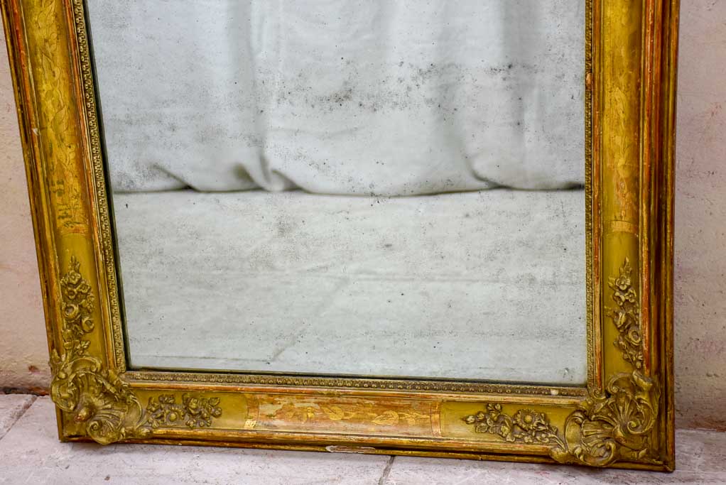 Large Louis Philippe mirror with decorative gilded frame 29½" x 51½"