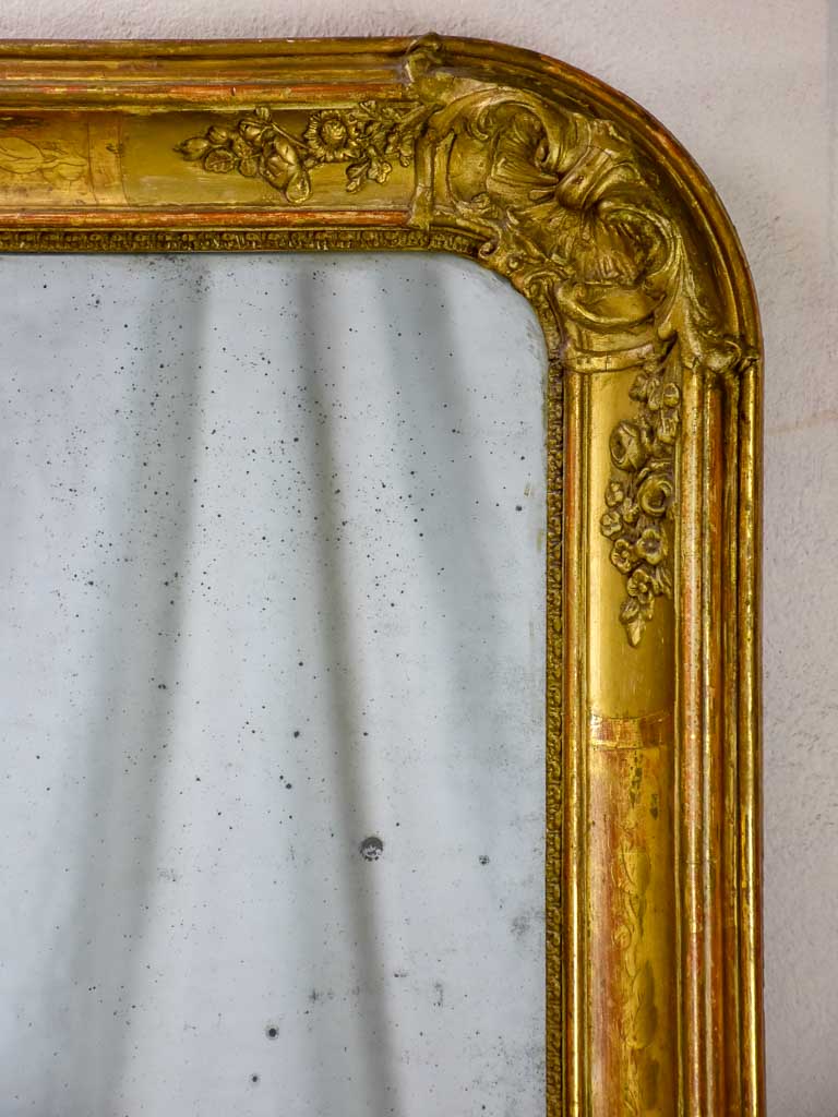 Large Louis Philippe mirror with decorative gilded frame 29½" x 51½"