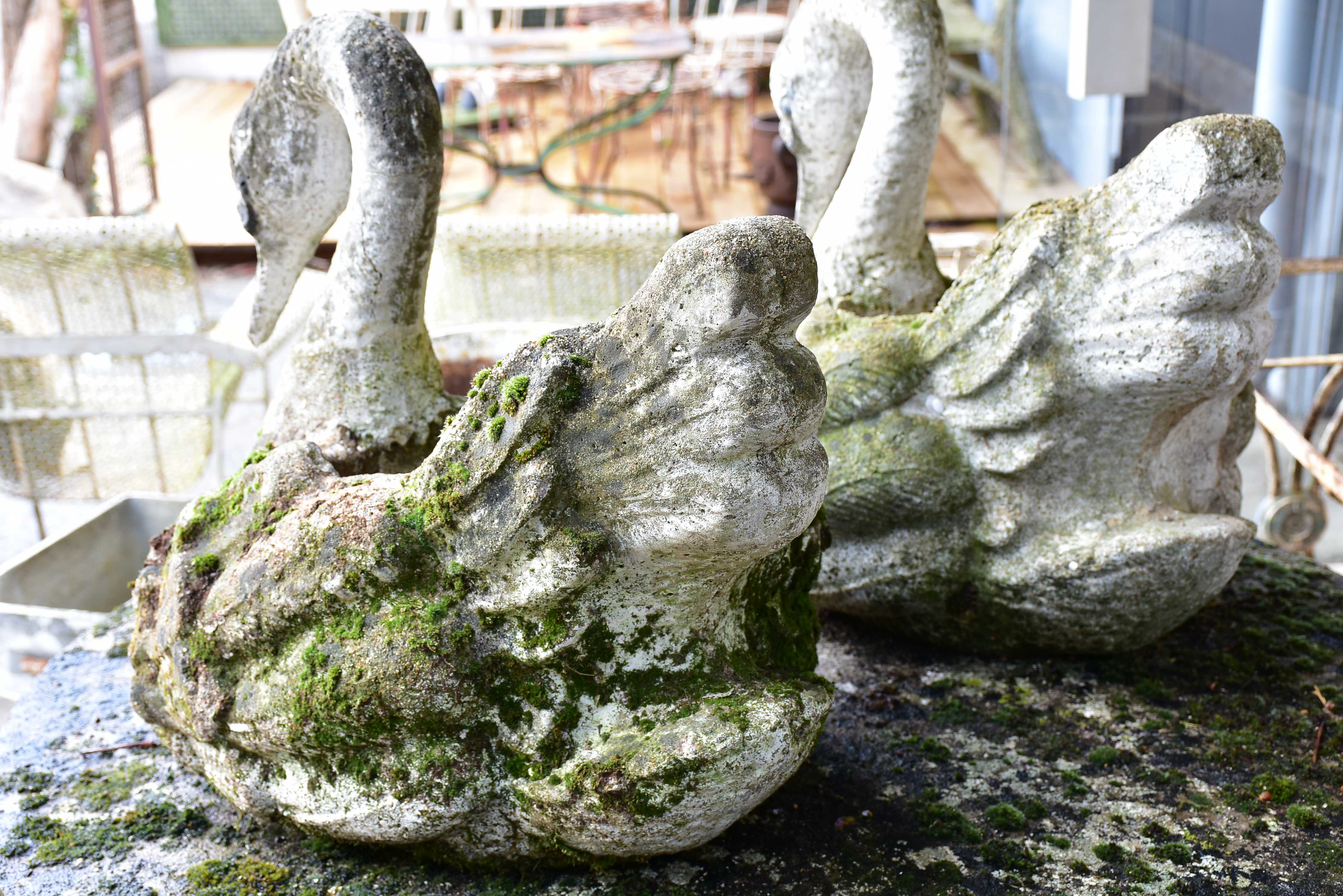 Pair of French garden planters in the shape of swans