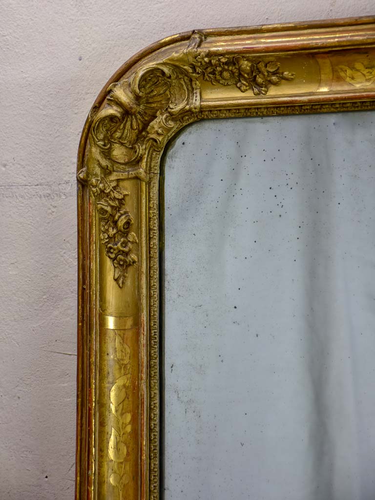 Large Louis Philippe mirror with decorative gilded frame 29½" x 51½"