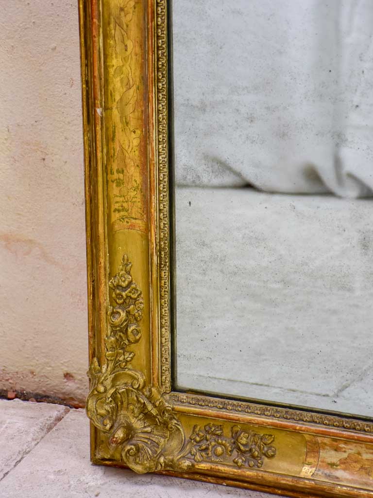 Large Louis Philippe mirror with decorative gilded frame 29½" x 51½"