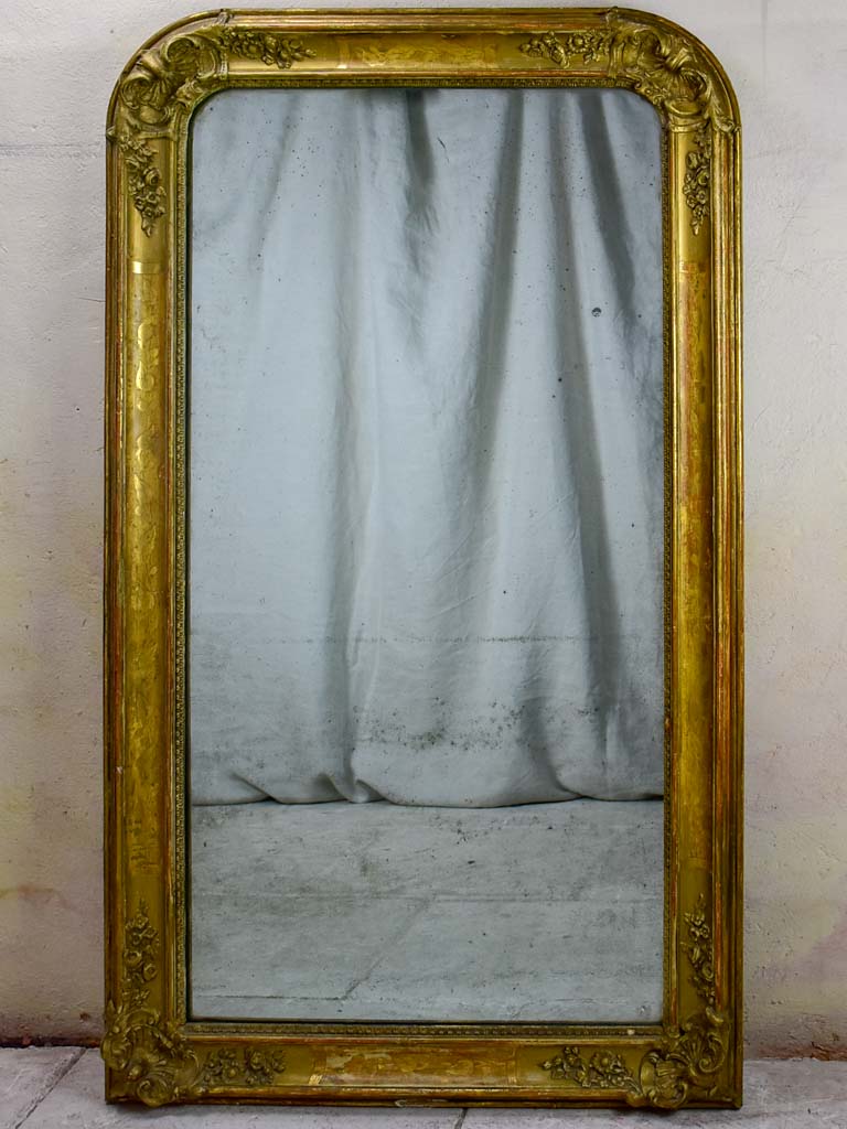 Large Louis Philippe mirror with decorative gilded frame 29½" x 51½"
