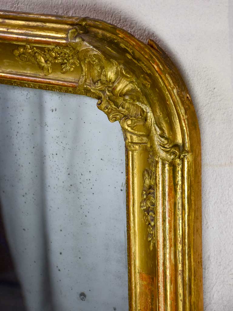 Large Louis Philippe mirror with decorative gilded frame 29½" x 51½"