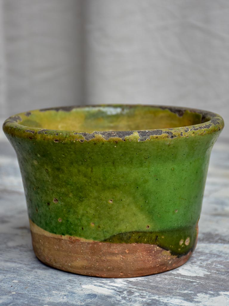 Antique French bowl with green glaze