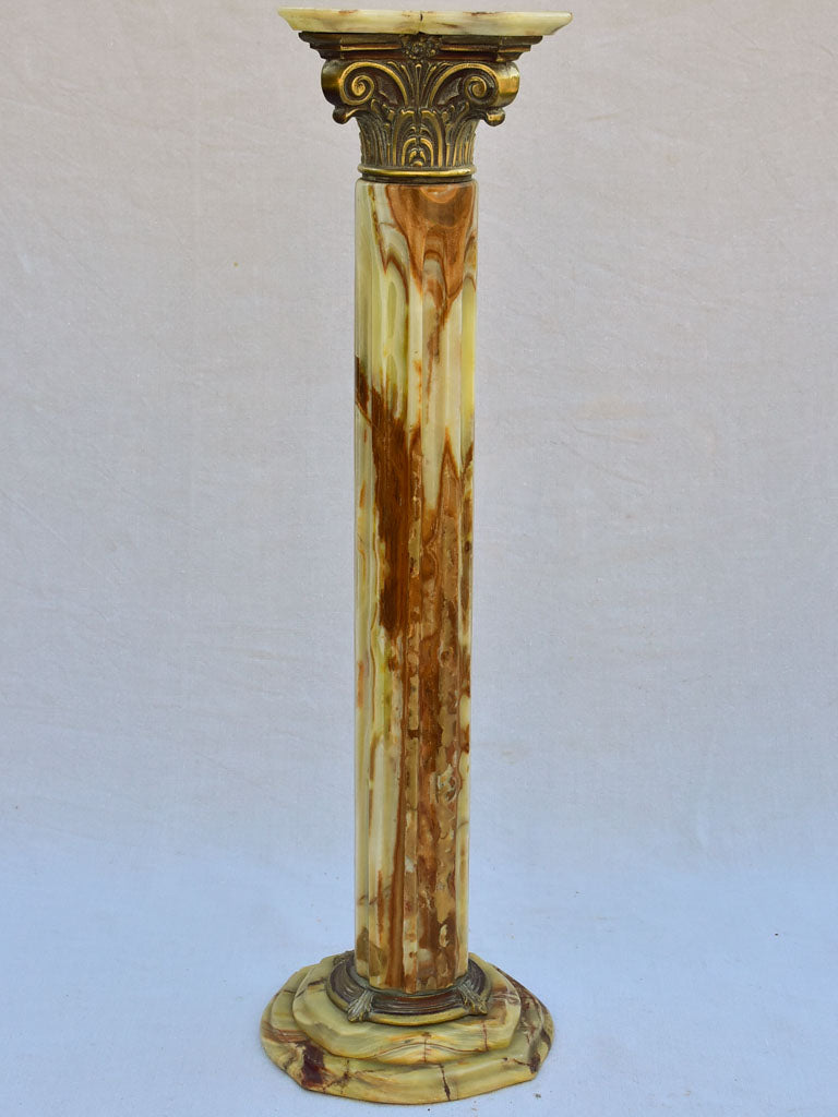 Mid century Alabaster and bronze display pedestal 37½"