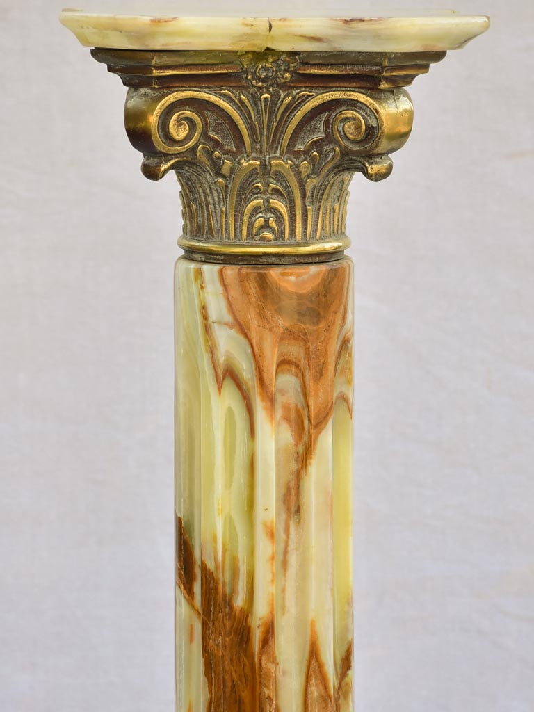 Mid century Alabaster and bronze display pedestal 37½"