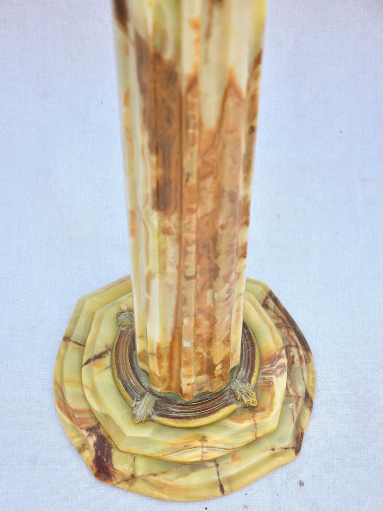 Mid century Alabaster and bronze display pedestal 37½"