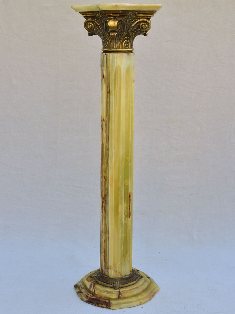 Mid century Alabaster and bronze display pedestal 37½"
