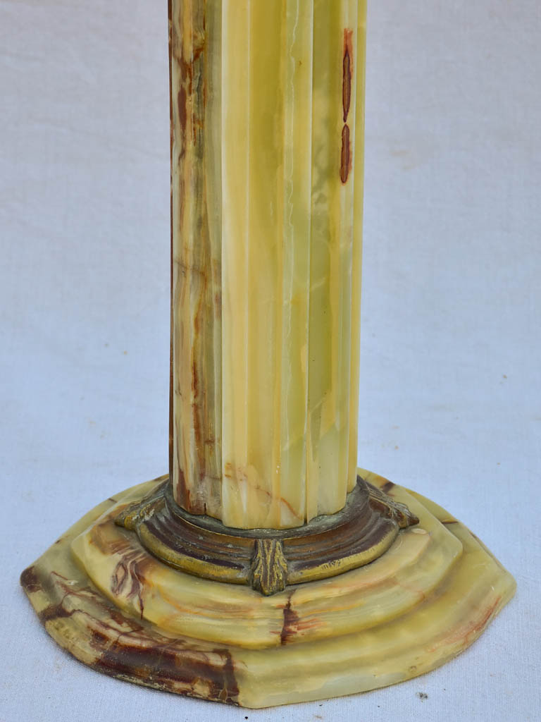 Mid century Alabaster and bronze display pedestal 37½"