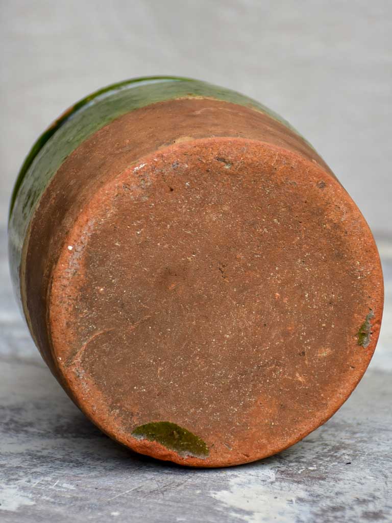 Antique French terracotta pot with dark green glaze