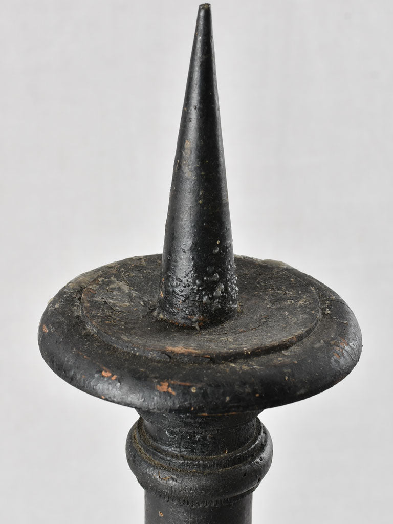 Pair of large antique candlesticks with black paint finish 27½"