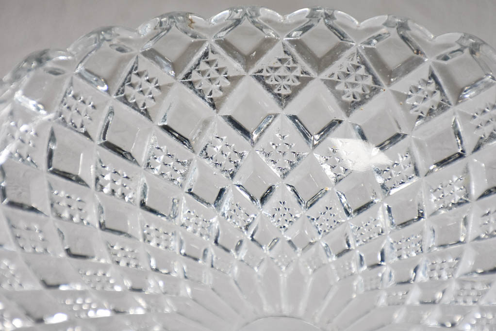 Vintage French fruit cup with pretty cut glass pattern