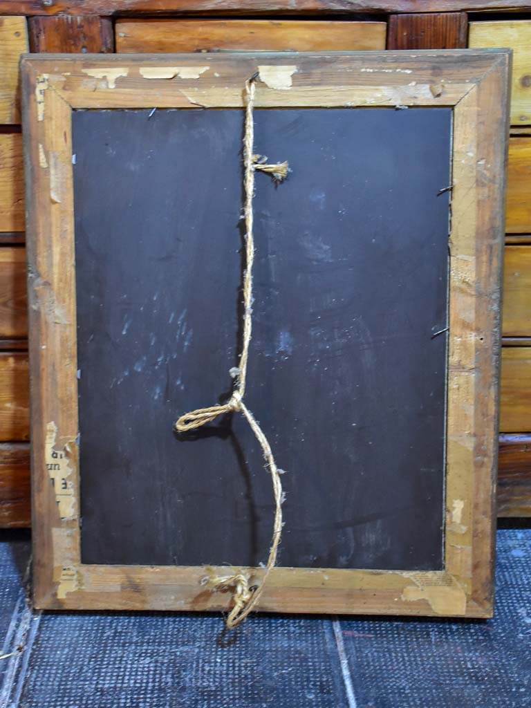 Vintage French mirror with green and gold patina 20¾" x 24¾"