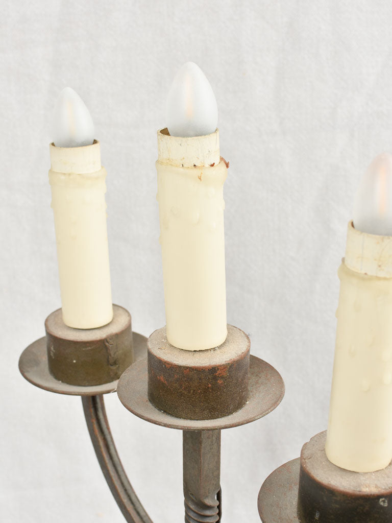 Aged-Patina Candlestick Table Lamps, 1950s