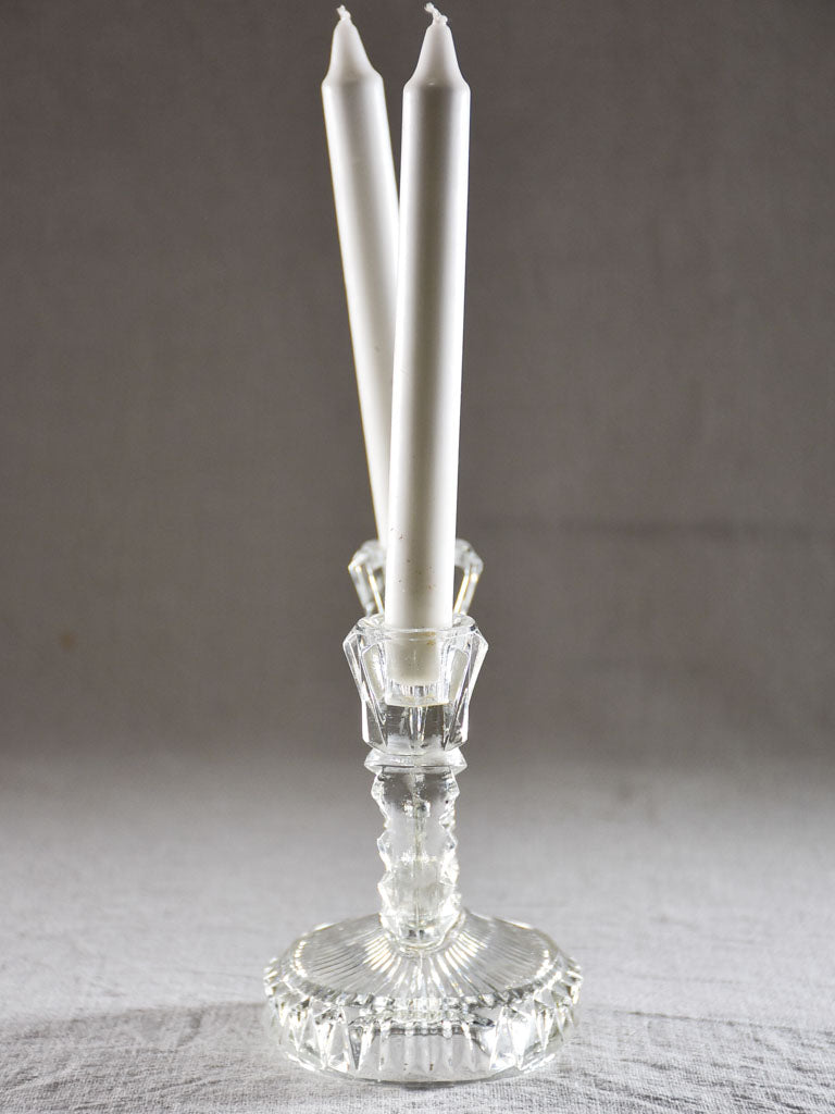 Vintage French cut glass candlestick for two candles