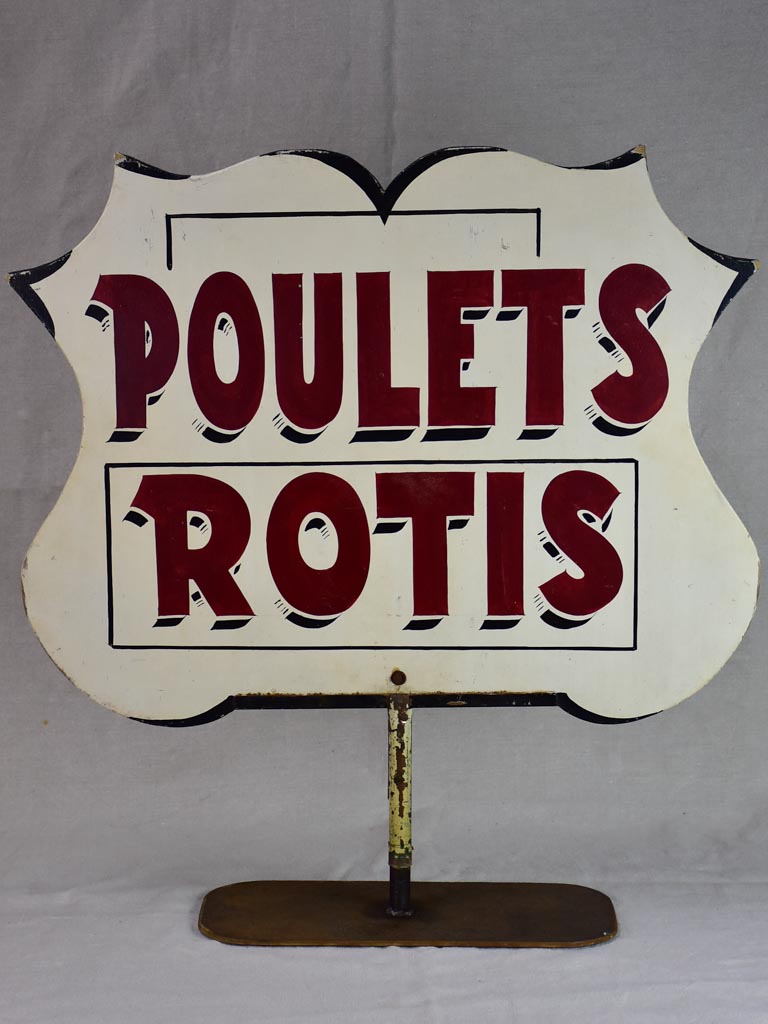 Large mid-century French roast chicken sign