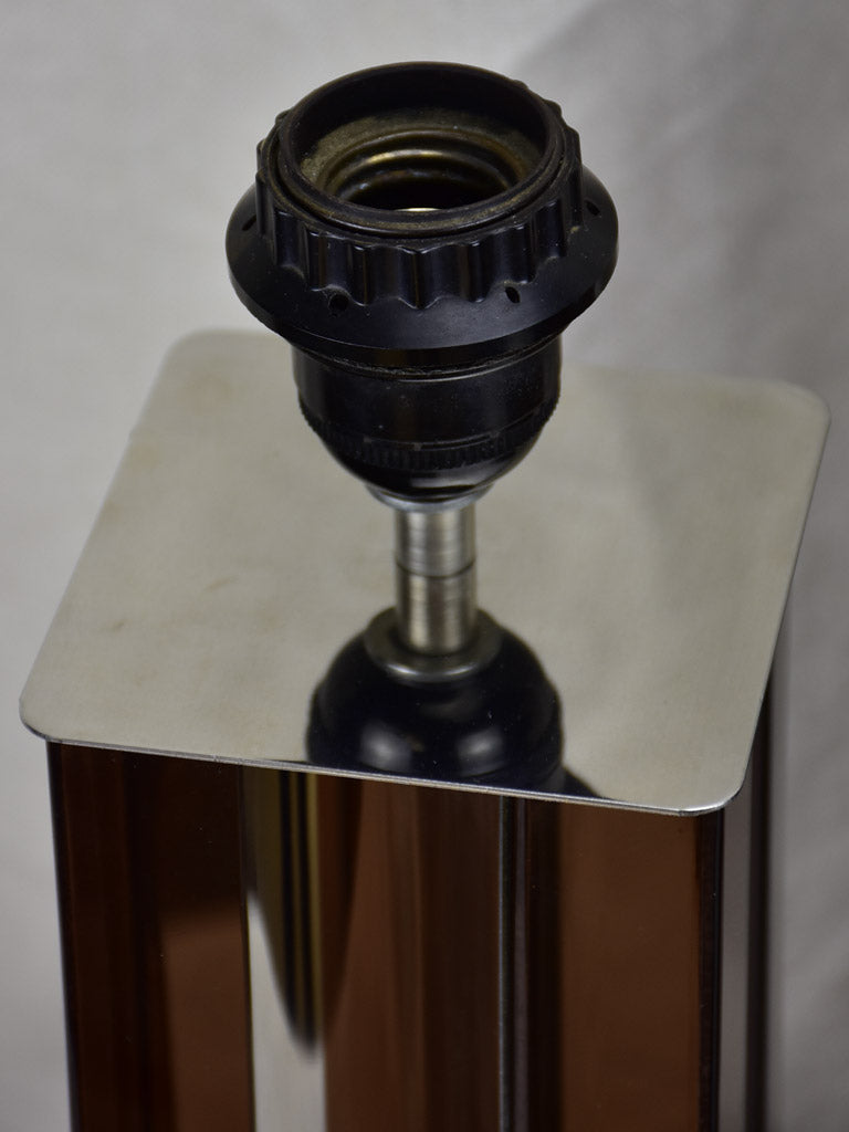Pair of 1970's lamp bases - brown lucite and chrome