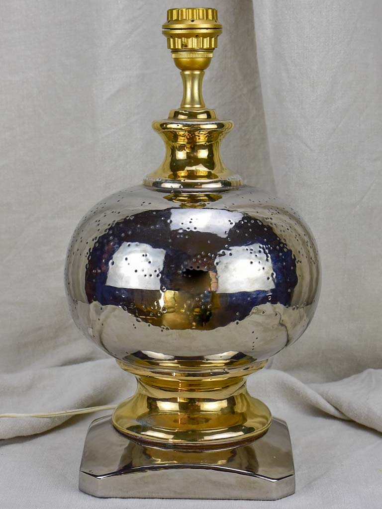 Round vintage metallic ceramic lamp base 1/2