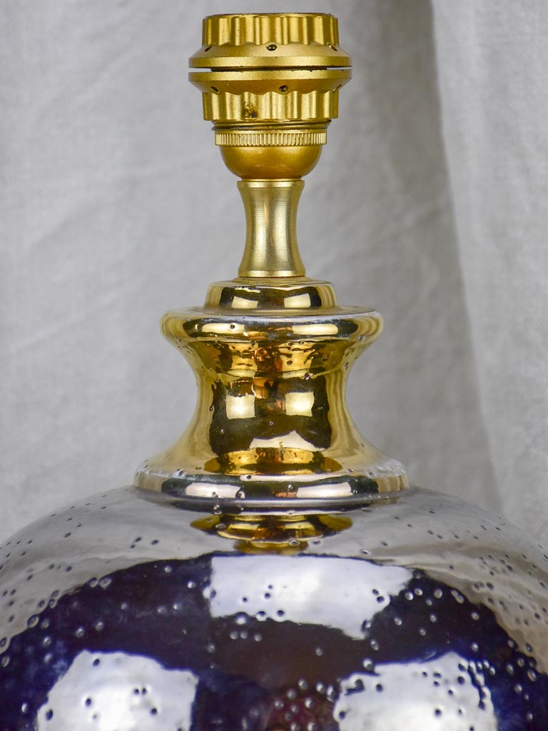 Round vintage metallic ceramic lamp base 1/2