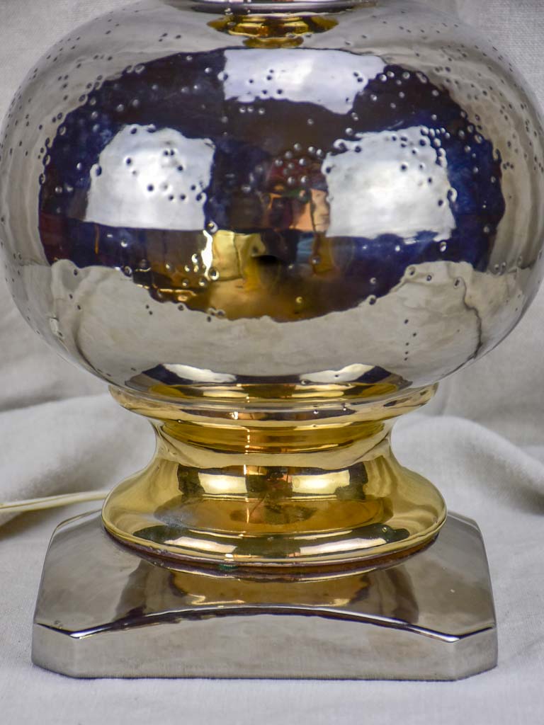 Round vintage metallic ceramic lamp base 1/2