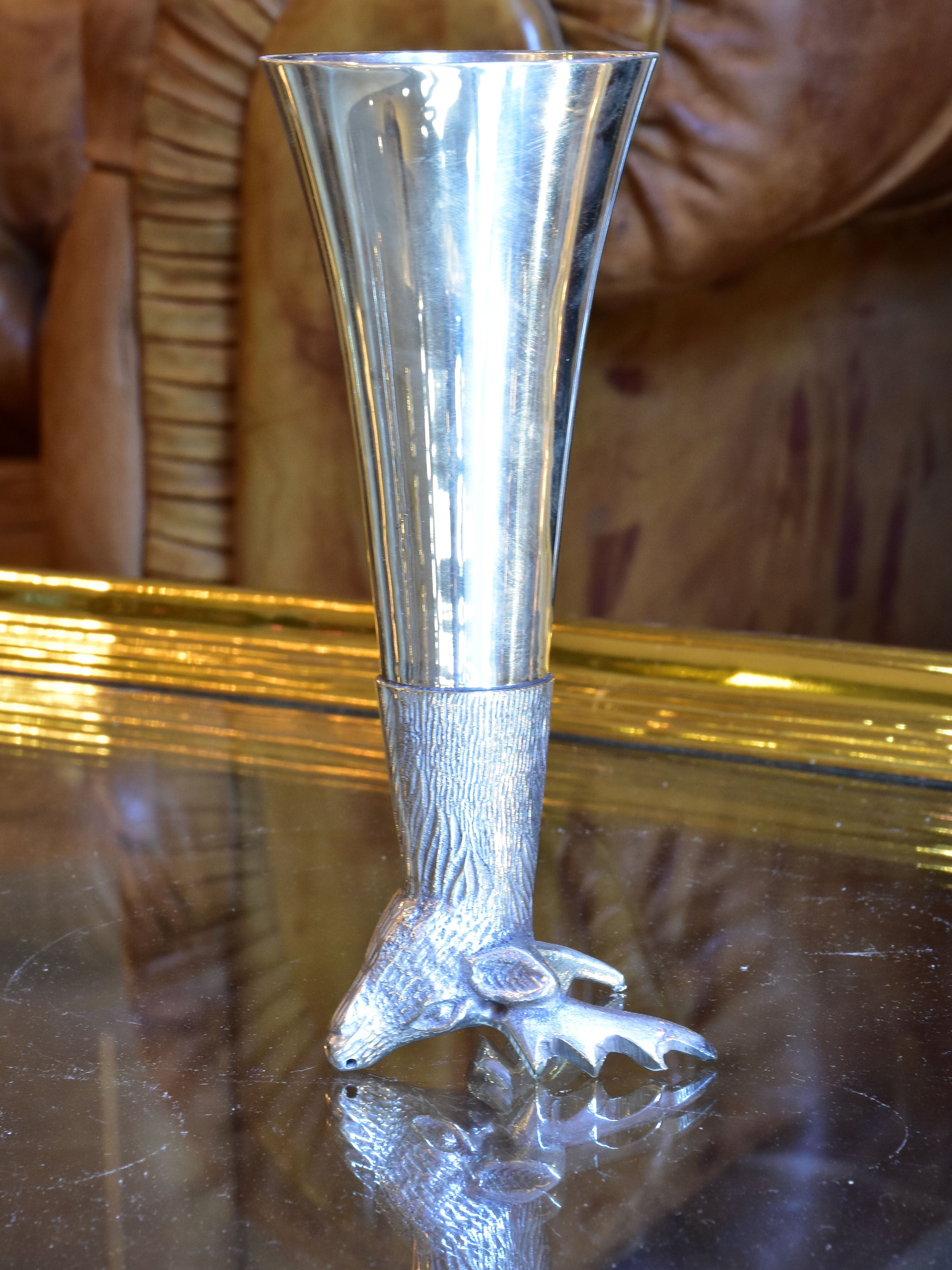 Set of six silver plated hunter’s champagne glasses
