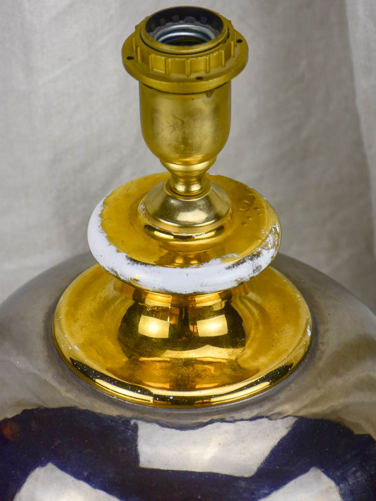 Round vintage metallic ceramic lamp base 2/2