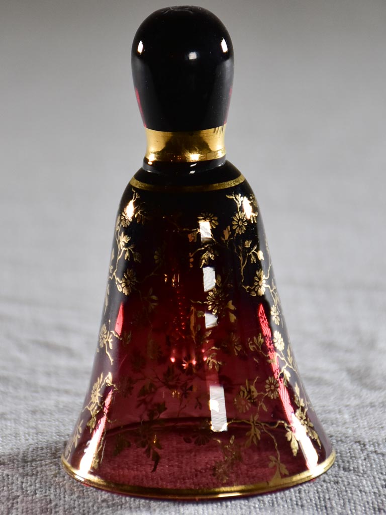 Antique floral gold glass bell ornament