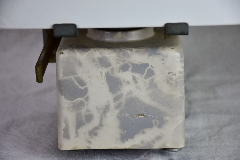 Set of mid century French epicerie scales with faux marble enamel