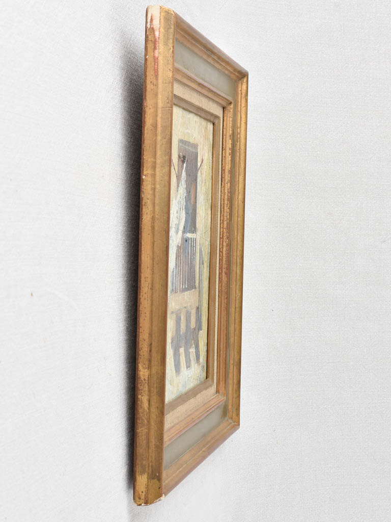 Vintage painting - washing on a balcony 15¼" x 13½"