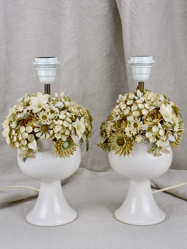 Pair of vintage flower bouquet lamp bases