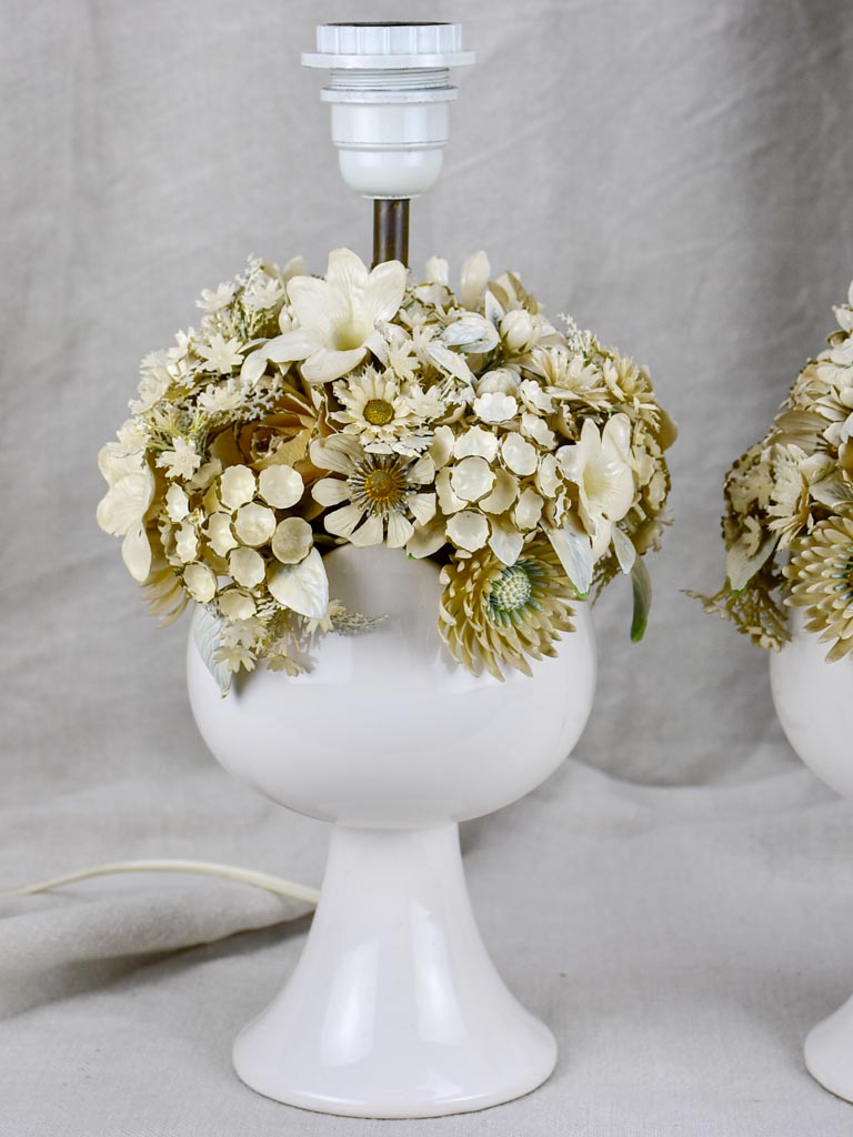 Pair of vintage flower bouquet lamp bases